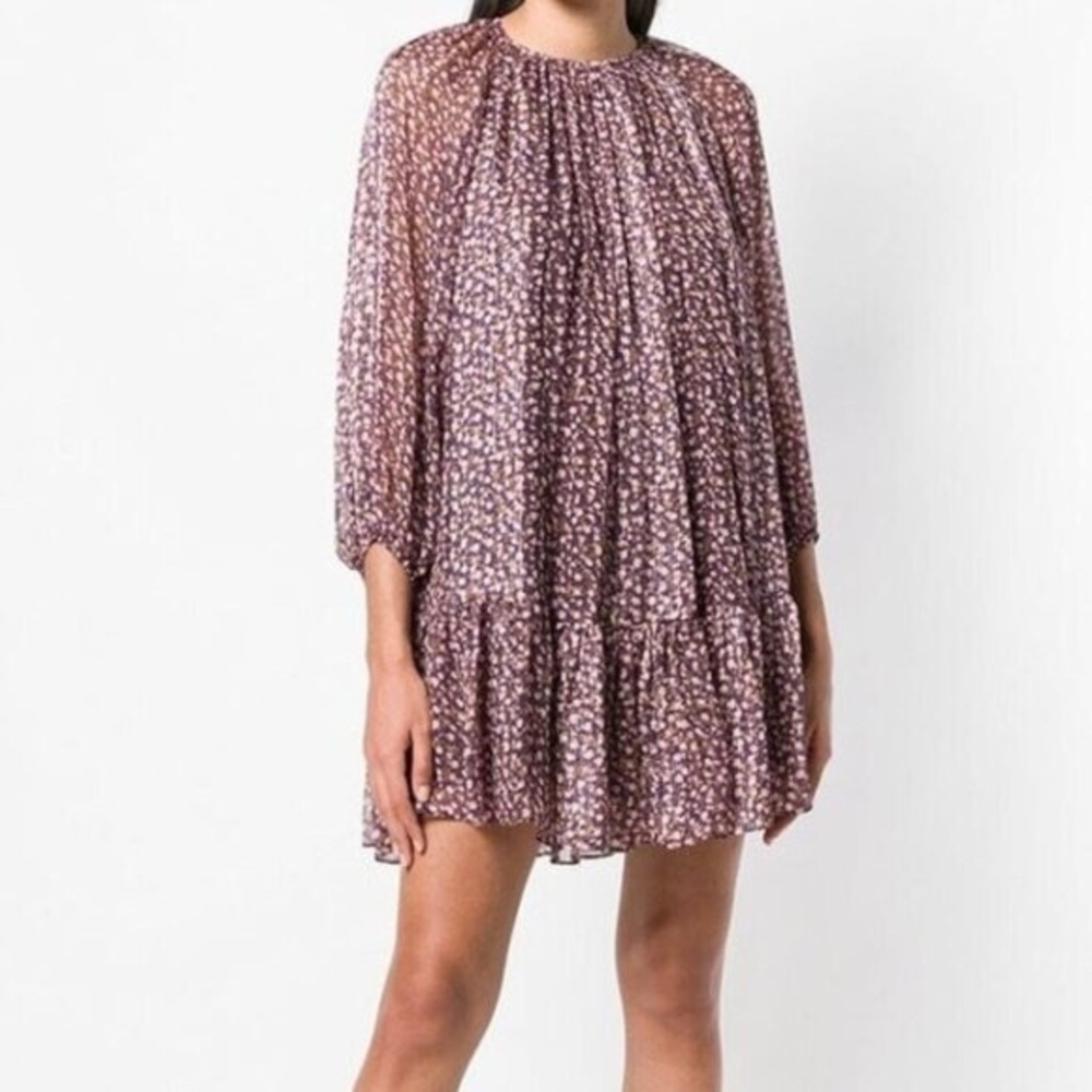 Ulla Johnson Purple Floral Mini Dress